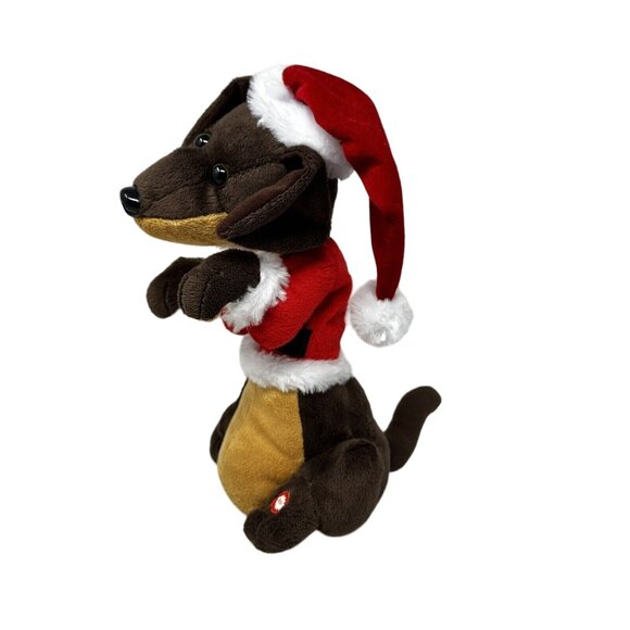 Christmas Dachshund Plush Toy Santa Claus Hat Jacket NOT WORKING - Picture 4 of 8